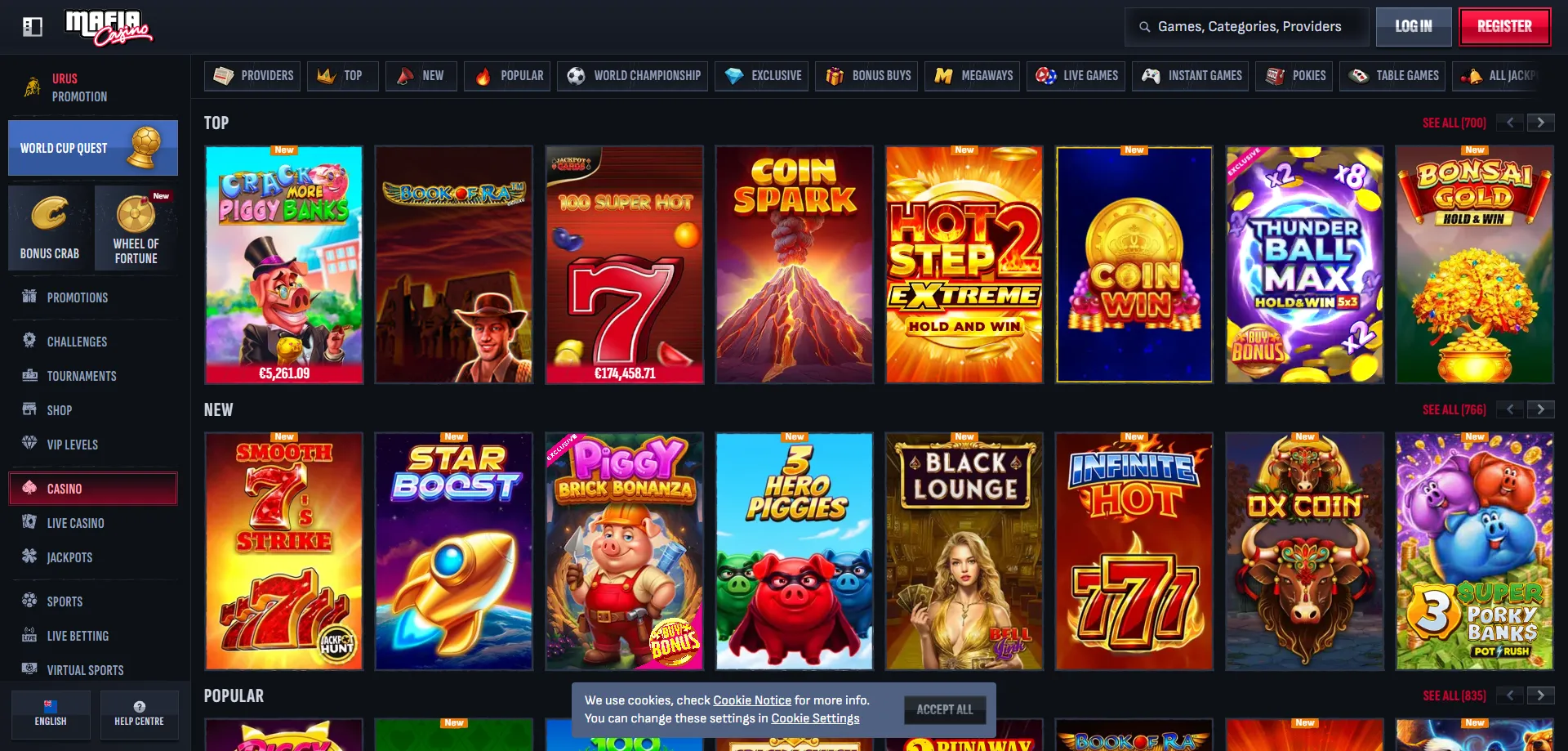 Mafia Casino pokies slot games New Zealand online